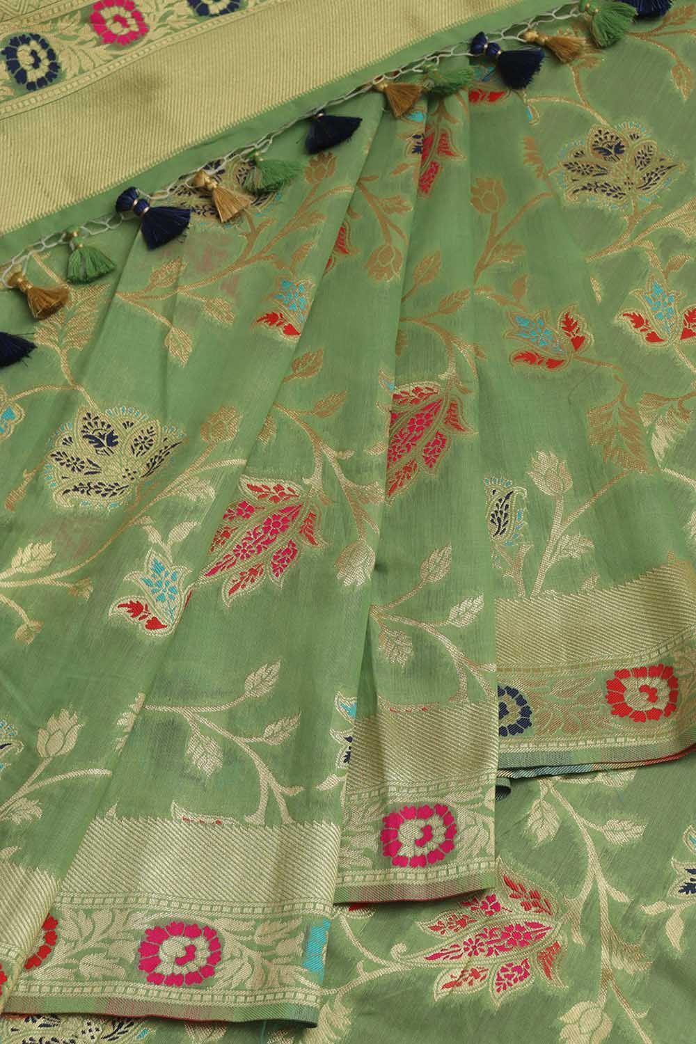 Stunning Green Banarasi Silk Meenakari Saree - Perfect Ethnic Attire - Luxurion World