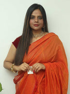 Vibrant Orange Bengal Cotton Saree - Luxurion World