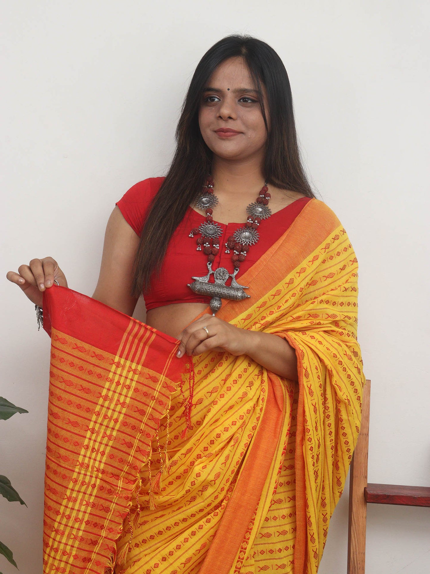 Yellow Handloom Bengal Cotton Saree - Luxurion World