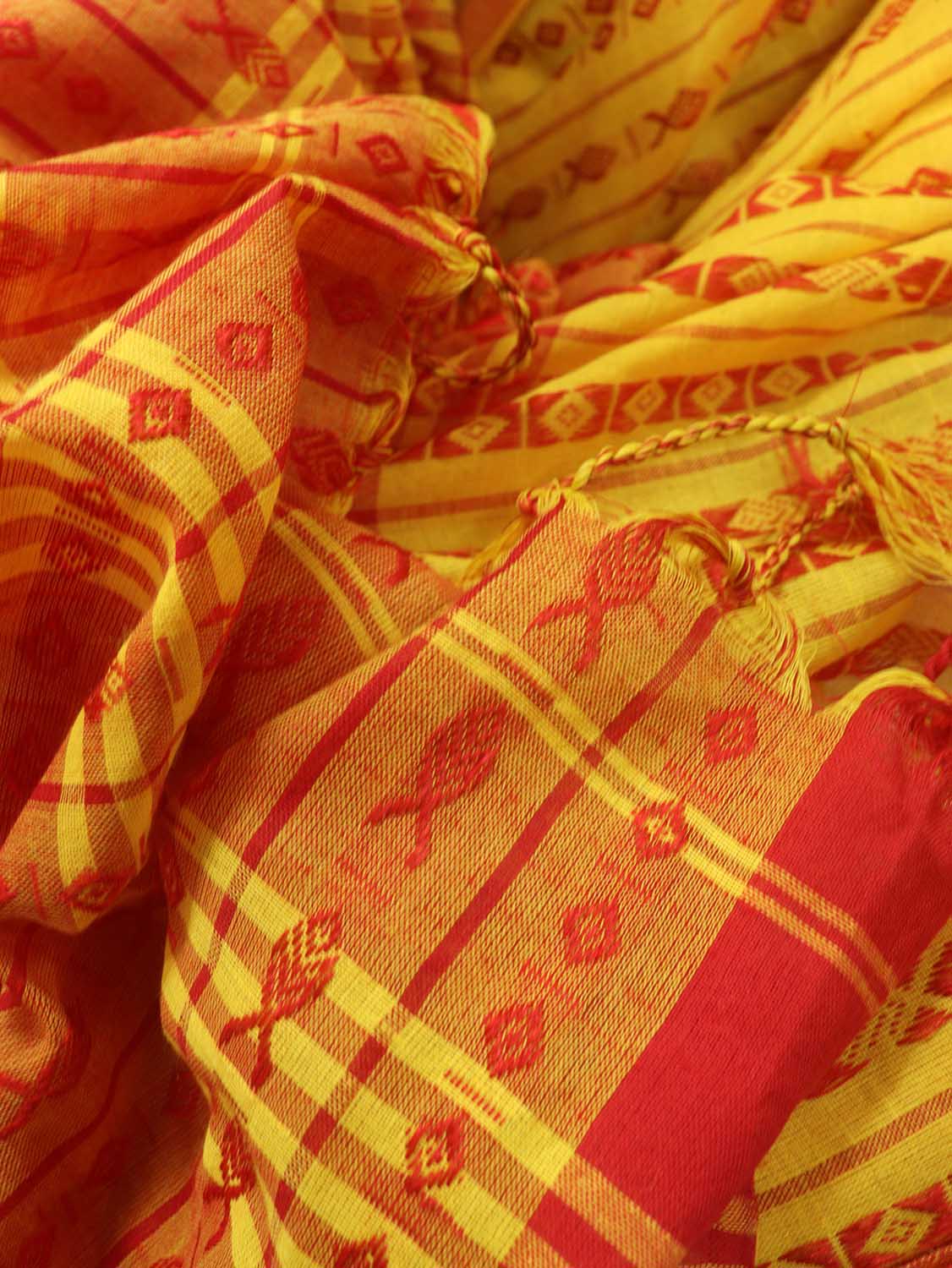 Yellow Handloom Bengal Cotton Saree - Luxurion World