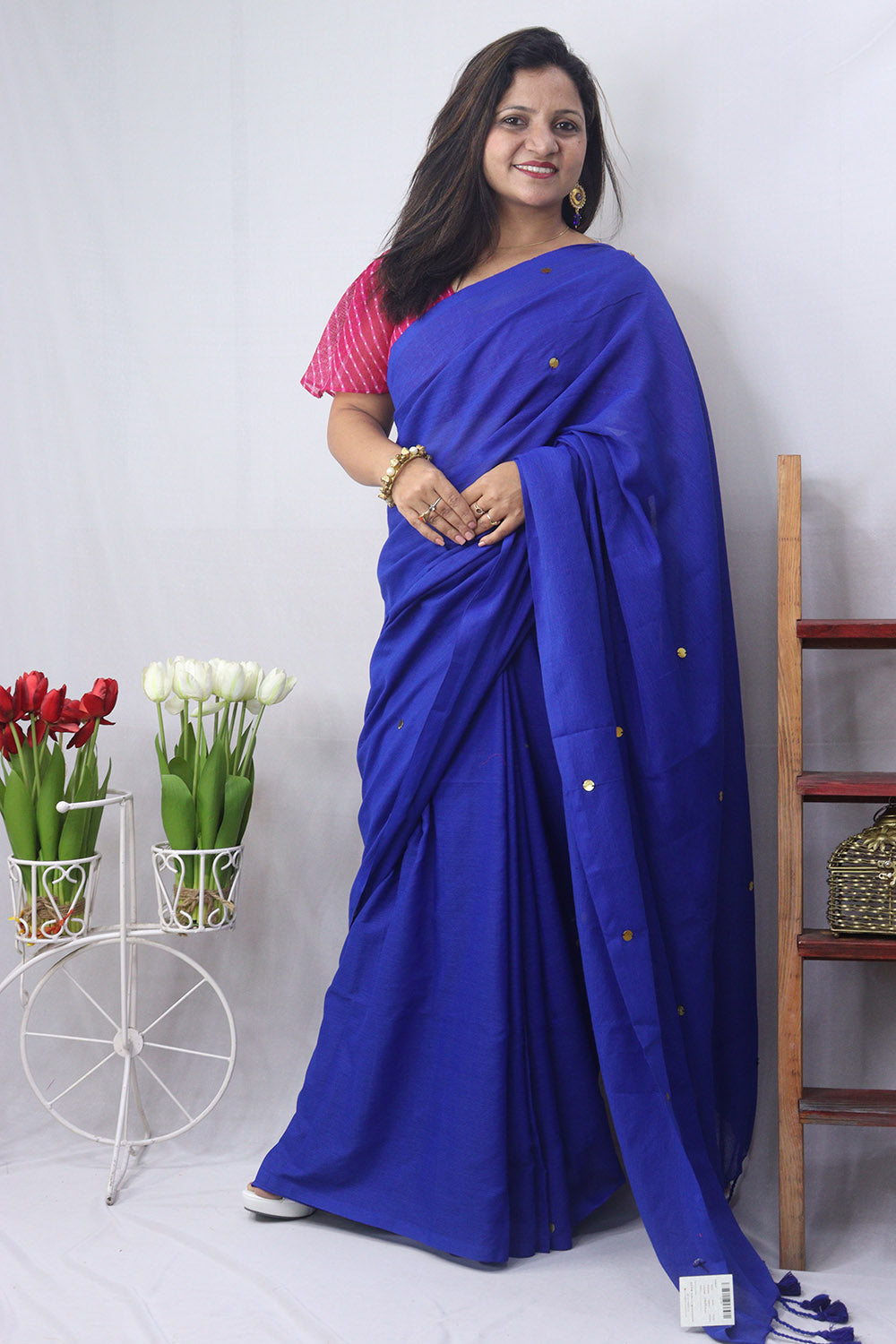 Stunning Blue Bengal Cotton Saree - Perfect for Any Occasion - Luxurion World