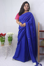 Stunning Blue Bengal Cotton Saree - Perfect for Any Occasion - Luxurion World