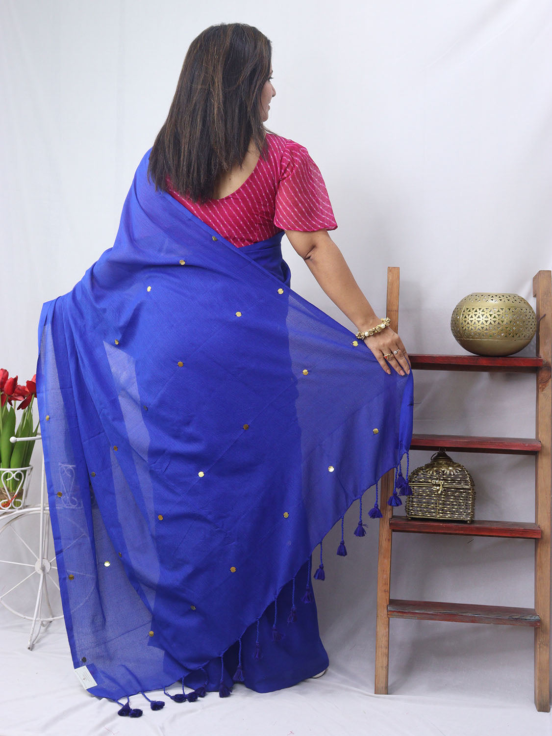 Stunning Blue Bengal Cotton Saree - Perfect for Any Occasion - Luxurion World
