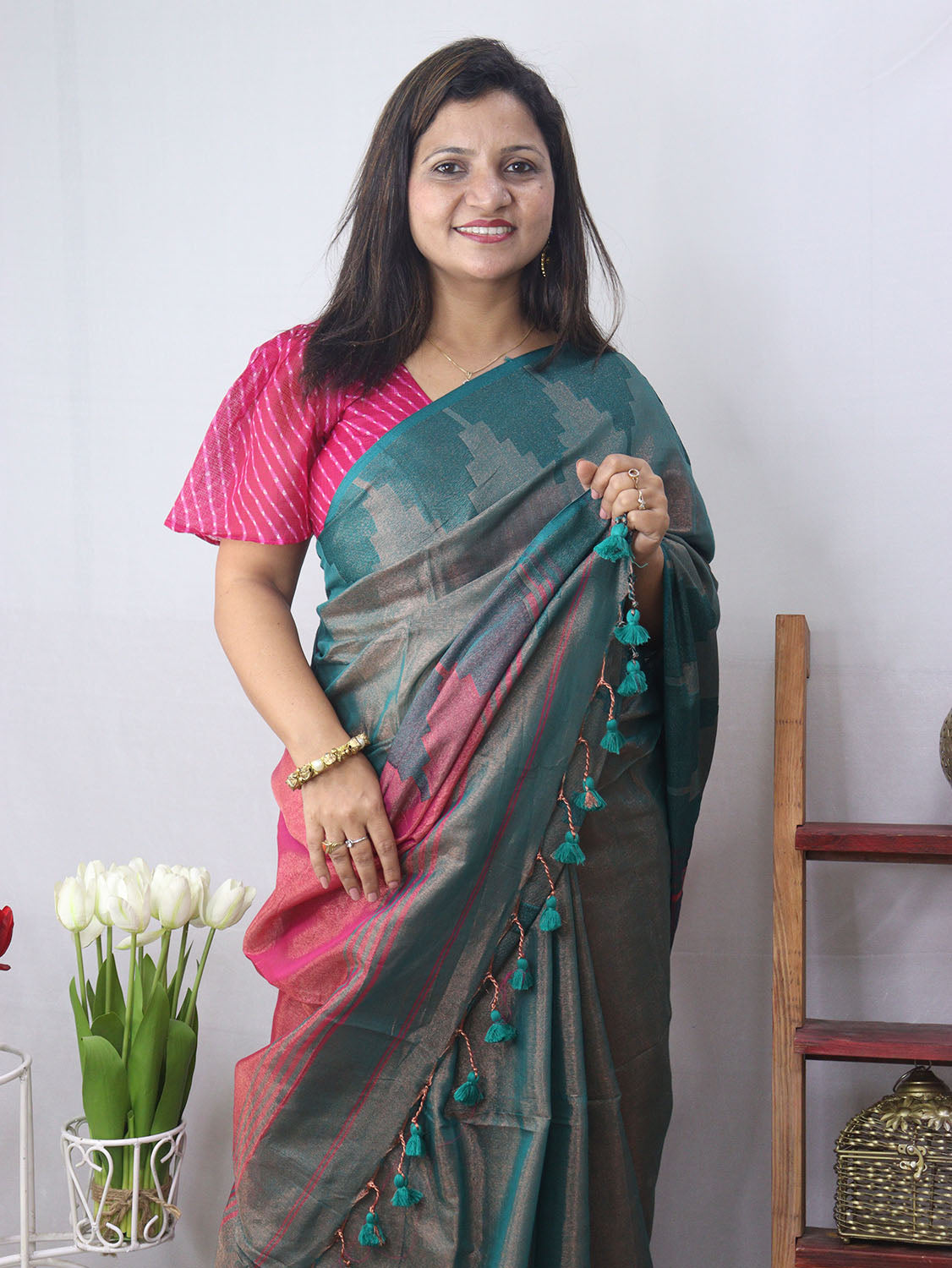 Stunning Blue Bengal Tissue Cotton Saree for Elegant Style - Luxurion World