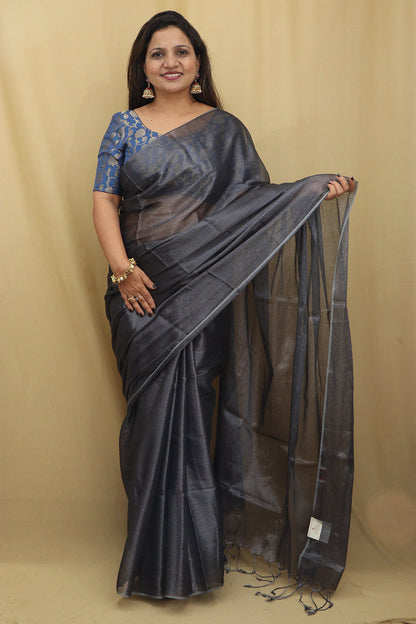 Chic Grey Bengal Tissue Cotton Saree - Luxurion World