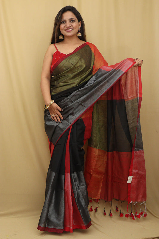 Vibrant Multicolor Bengal Tissue Cotton Saree