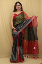 Colorful Bengal Tissue Cotton Saree - Vibrant Multicolor - Luxurion World
