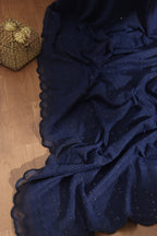 Blue Embroidered Chikankari Georgette Sequins Work Saree - Luxurion World