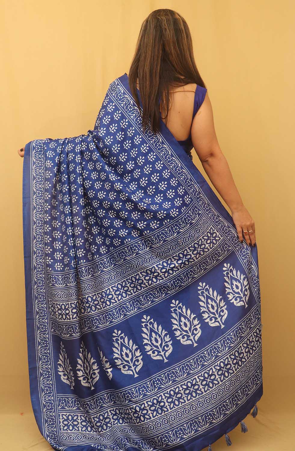 Blue Digital Printed Silk Saree - Luxurion World