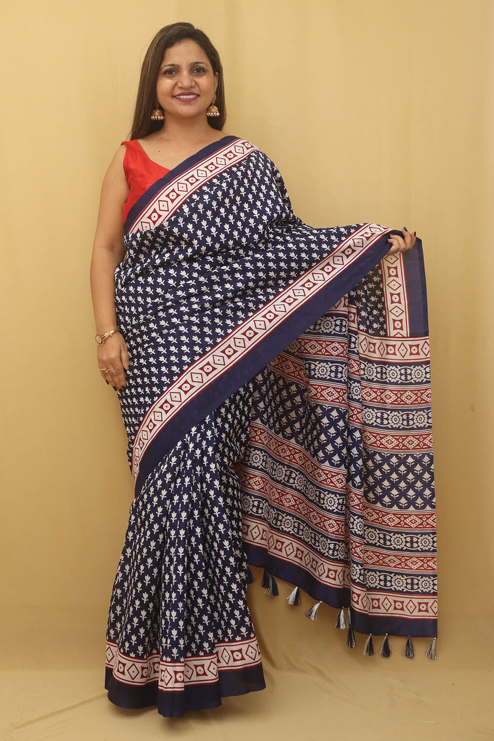Blue Digital Printed Silk Saree - Luxurion World