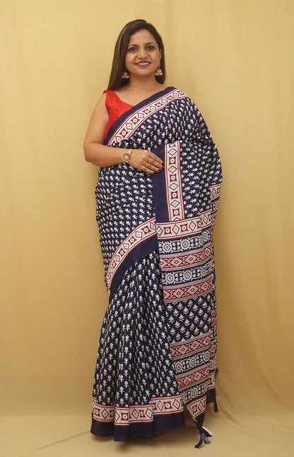 Blue Digital Printed Silk Saree - Luxurion World