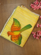 Hand-painted Kerala cotton saree - Vibrant yellow, pure elegance - Luxurion World