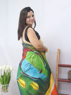 Hand Painted Kerala Cotton Saree - Vibrant Multicolor Design - Luxurion World