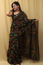 Exquisite Black Jamdani Tussar Silk Saree - Luxurion World
