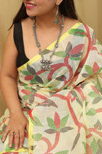 Pastel Jamdani Print Tussar Silk Saree - Luxurion World