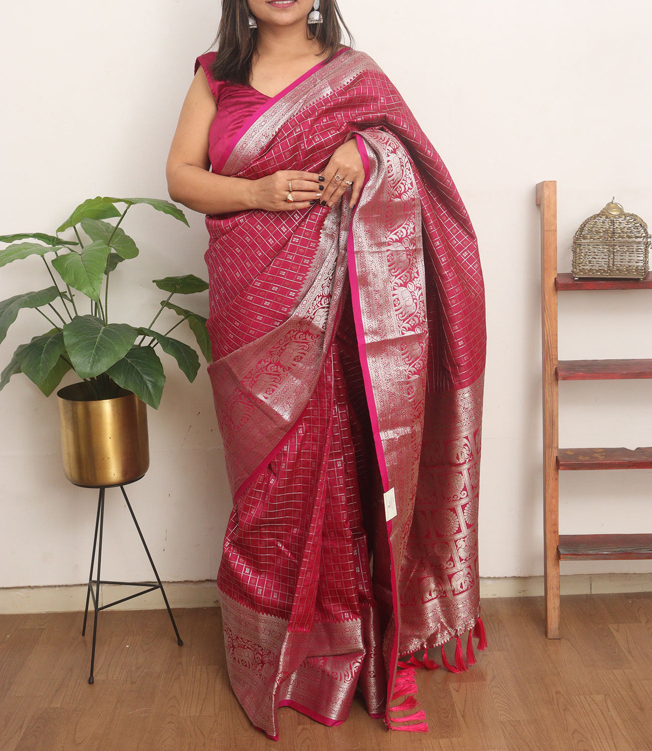 Pratha Pink Kanjeevaram Saree