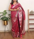 Stunning Pink Kanjeevaram Silk Checks Saree: Traditional Elegance - Luxurion World