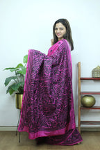 Pink Hand Embroidered Kantha Pure Bangalore Silk Saree - Luxurion World