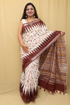 Pastel Madhubani Cotton Silk Saree: Digital Printed Elegance - Luxurion World
