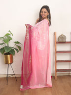 Pink Trendy Georgette Sequins Work Saree - Luxurion World