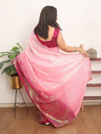 Pink Trendy Georgette Sequins Work Saree - Luxurion World