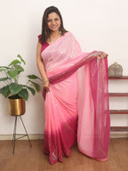 Pink Trendy Georgette Sequins Work Saree - Luxurion World