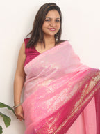 Pink Trendy Georgette Sequins Work Saree - Luxurion World