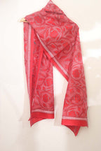 Exquisite Red Hand Embroidered Kantha Bangalore Silk Stole - Luxurion World