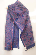 Blue Kantha Silk Stole with Hand Embroidery - Luxurion World