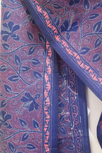 Blue Kantha Silk Stole with Hand Embroidery - Luxurion World