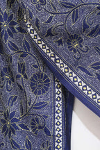 Blue Silk Stole with Hand Embroidered Kantha Design - Luxurion World