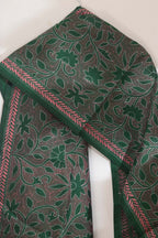 Exquisite Green Hand Embroidered Kantha Pure Bangalore Silk Stole - Luxurion World