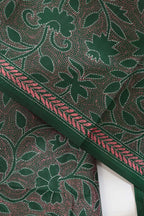 Exquisite Green Hand Embroidered Kantha Pure Bangalore Silk Stole - Luxurion World