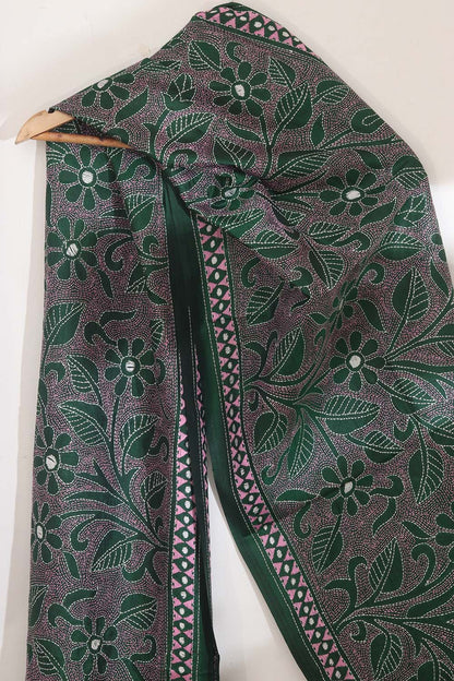 Exquisite Green Hand Embroidered Kantha Silk Stole: A Timeless Bangalore Beauty - Luxurion World