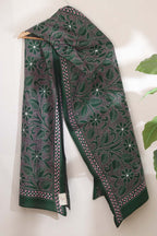 Exquisite Green Hand Embroidered Kantha Silk Stole: A Timeless Bangalore Beauty - Luxurion World
