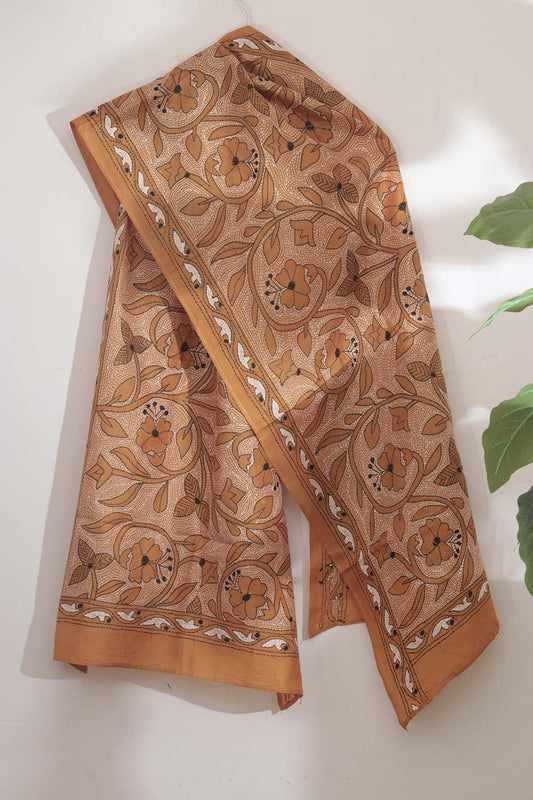 Pastel Kantha Silk Stole: Hand Embroidered Elegance - Luxurion World