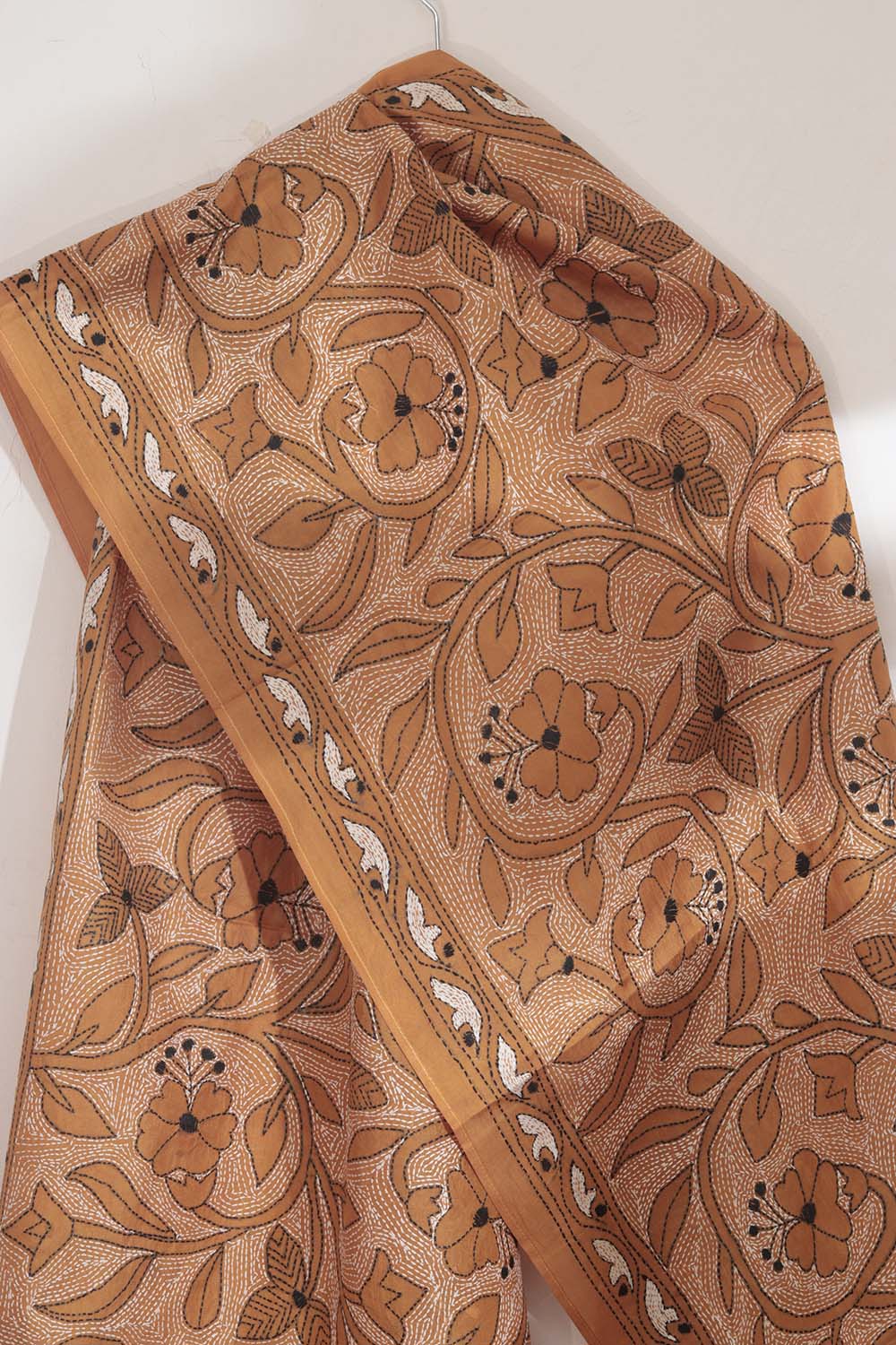Pastel Kantha Silk Stole: Hand Embroidered Elegance - Luxurion World