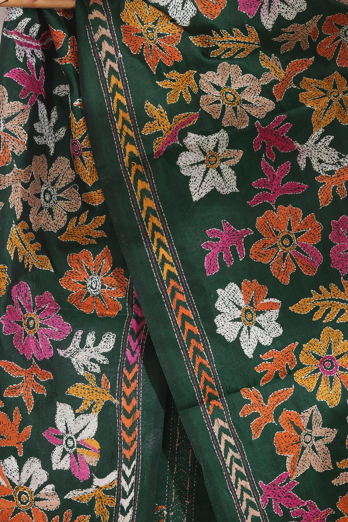 Bengal Kantha Hand Embroidered Handloom Bangalore Silk Stole 38