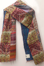 Multicolor Hand Embroidered Kantha Pure Silk Reversible Stole - Luxurion World