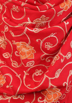Red Embroidered Kashmiri Aari Work Woollen Stole - Luxurion World