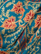 Blue Embroidered Kashmiri Aari Work Woollen Stole - Luxurion World
