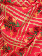 Red Embroidered Kashmiri Aari Work Woollen Stole - Luxurion World