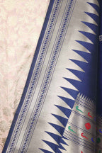Pastel Banarasi Silk Suit With Blue Paithani Silk Bird & Floral Design Dupatta - Luxurion World