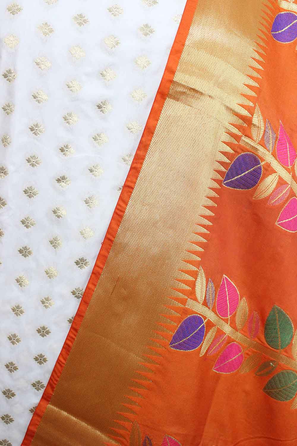 Dyeable Banarasi Silk Suit With Orange Banarasi Silk Meenakari Dupatta - Luxurion World
