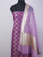 Purple Banarasi Silk Suit With Purple Banarasi Organza Dupatta - Luxurion World