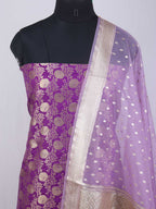 Purple Banarasi Silk Suit With Purple Banarasi Organza Dupatta - Luxurion World