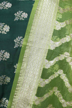 Green Banarasi Silk Suit With Green Banarasi Organza Dupatta - Luxurion World