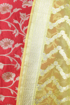 Red Banarasi Silk Suit With Yellow Banarasi Organza Dupatta - Luxurion World