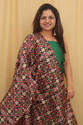 Green Plain Silk Suit With Digital Printed Patola Design Tussar Silk Dupatta - Luxurion World