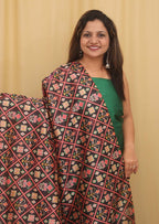 Green Plain Silk Suit With Digital Printed Patola Design Tussar Silk Dupatta - Luxurion World